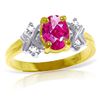 Genuine 0.97 ctw Pink Topaz & Diamond Ring Jewelry 14KT Yellow Gold - REF-59K5V