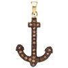 0.20 CTW Cognac-brown Color Diamond Anchor Nautical Pendant 10KT Yellow Gold - REF-13Y4X