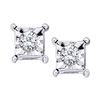 Image 1 : 0.05 CTW Diamond Solitaire Square Stud Earrings 10KT White Gold - REF-8F2N