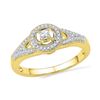 Image 1 : 0.25 CTW Diamond Encircled Solitaire Milgrain Promise Bridal Ring 10KT Yellow Gold - REF-26M9H