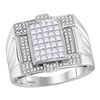 Image 1 : 1.4 CTW Mens Princess Diamond Square Cluster Ring 14KT White Gold - REF-179M9H