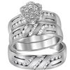 Image 1 : 0.70 CTW His & Hers Diamond Cluster Matching Bridal Ring 14KT White Gold - REF-119M9H