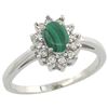Image 1 : Natural 0.67 ctw Malachite & Diamond Engagement Ring 10K White Gold - REF-38M4H
