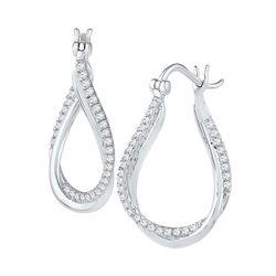 0.50 CTW Diamond Oval Hoop Earrings 10KT White Gold - REF-52K4W