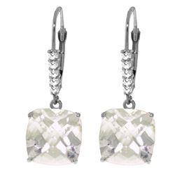 Genuine 7.35 ctw White Topaz & Diamond Earrings Jewelry 14KT White Gold - REF-57Z3N