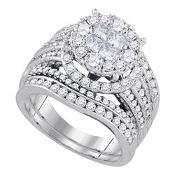 2.52 CTW Princess Diamond Soleil Bridal Engagement Ring 14KT White Gold - REF-299W9K