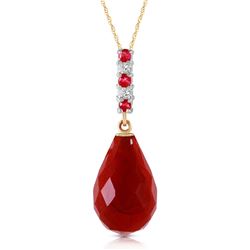 Genuine 8.95 ctw Ruby & Diamond Necklace Jewelry 14KT Yellow Gold - REF-32P3H