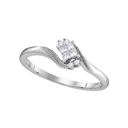 0.10 CTW Princess Diamond Cluster Promise Bridal Ring 10KT White Gold - REF-16K4W