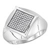 Image 1 : 0.32 CTW Mens Diamond Square Cluster Ring 10KT White Gold - REF-41H9M