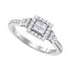 Image 1 : 0.50 CTW Princess Diamond Square Cluster Ring 10KT White Gold - REF-52H4M