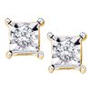 Image 1 : 0.05 CTW Diamond Solitaire Square Stud Earrings 10KT Yellow Gold - REF-8Y2X