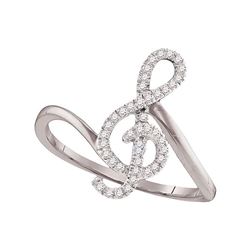 0.15 CTW Diamond Treble Clef Music Note Classic Ring 10KT White Gold - REF-14N9F