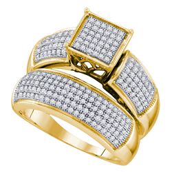 0.63 CTW Diamond Cluster Bridal Engagement Ring 10KT Yellow Gold - REF-75M2H