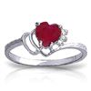 Image 1 : Genuine 1.02 ctw Ruby & Diamond Ring Jewelry 14KT White Gold - REF-35T5A