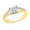 Image 1 : 0.25 CTW Diamond Square Cluster Ring 10KT Yellow Gold - REF-28F4N