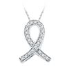 Image 1 : 0.10 CTW Diamond Ribbon Symbol Pendant 10KT White Gold - REF-8H3M