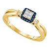 Image 1 : 0.16 CTW Princess Blue Color Diamond Fashion Ring 14KT Yellow Gold - REF-32N9F