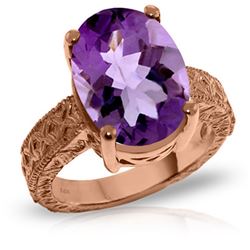 Genuine 7.5 ctw Amethyst Ring Jewelry 14KT Rose Gold - REF-125H9X