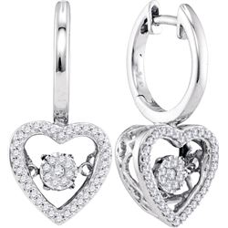 0.27 CTW Diamond Heart Moving Twinkle Dangle Earrings 10KT White Gold - REF-41Y9X