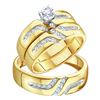 Image 1 : 0.25 CTW His & Hers Diamond Solitaire Matching Bridal Ring 14KT Yellow Gold - REF-57H2M
