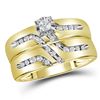 Image 2 : 0.25 CTW His & Hers Diamond Solitaire Matching Bridal Ring 14KT Yellow Gold - REF-57H2M