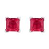 Image 1 : 2 CTW Princess Created Ruby Solitaire Earrings 10KT White Gold - REF-13M4H