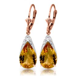 Genuine 10 ctw Citrine Earrings Jewelry 14KT Rose Gold - REF-55H5X