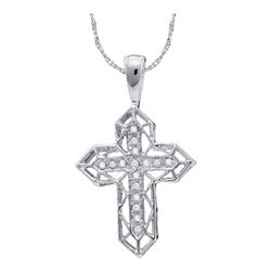 0.12 CTW Diamond Cross Pendant 10KT White Gold - REF-8K9W