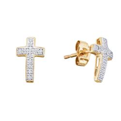 0.10 CTW Diamond Cross Stud Earrings 10KT Yellow Gold - REF-10Y5X