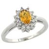 Natural 0.67 ctw Whisky-quartz & Diamond Engagement Ring 10K White Gold - REF-38R6Z