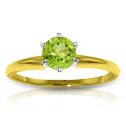 Genuine 0.65 ctw Peridot Ring Jewelry 14KT Yellow Gold - REF-26F9Z