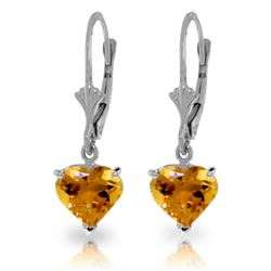 Genuine 3.05 ctw Citrine Earrings Jewelry 14KT White Gold - REF-29P7H