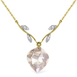 Genuine 12.82 ctw White Topaz & Diamond Necklace Jewelry 14KT Yellow Gold - REF-42W7Y