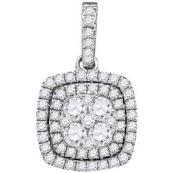 0.88 CTW Diamond Square Pendant 14KT White Gold - REF-82K4W