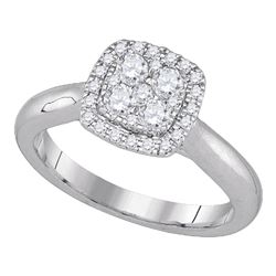 0.48 CTW Diamond Cluster Bridal Engagement Ring 14KT White Gold - REF-75X2Y