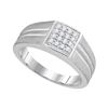 Image 1 : 0.25 CTW Mens Diamond Matte-finish Square Cluster Ring 10KT White Gold - REF-33K8W