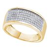 Image 1 : 0.30 CTW Mens Diamond Micropave Wedding Anniversary Ring 10KT Yellow Gold - REF-33H7M