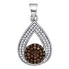 0.33 CTW Cognac-brown Color Diamond Teardrop Cluster Pendant 10KT White Gold - REF-22N4F
