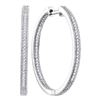 Image 1 : 0.50 CTW Diamond In/Out Hoop Earrings 10KT White Gold - REF-49N5F