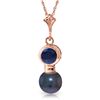Genuine 1.23 ctw Sapphire & Black Pearl Necklace Jewelry 14KT Rose Gold - REF-20N4R