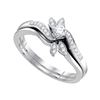 0.25 CTW Diamond Leaf Floral Bridal Engagement Ring 10KT White Gold - REF-34K4W