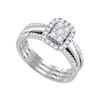 0.50 CTW Diamond Cluster Amour Bridal Engagement Ring 14KT White Gold - REF-67X4Y