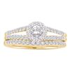 0.63 CTW Diamond Split-shank Bridal Engagement Ring 14KT Yellow Gold - REF-67X4Y