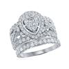 3 CTW Diamond Teardrop Bridal Engagement Ring 14KT White Gold - REF-240H2M