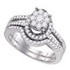 0.78 CTW Diamond Cluster Bridal Engagement Ring 10KT White Gold - REF-59F9N
