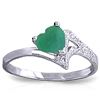 Genuine 1 ctw Emerald Ring Jewelry 14KT White Gold - REF-43R2P