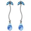 Genuine 3.4 ctw Blue Topaz Earrings Jewelry 14KT White Gold - REF-21M6T