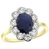 Natural 2.73 ctw Blue-sapphire & Diamond Engagement Ring 14K Yellow Gold - REF-95H2W