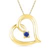 0.12 CTW Created Blue Sapphire Heart Love Pendant 10KT Yellow Gold - REF-12H2M