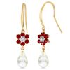 Genuine 5.51 ctw Rubies, White Topaz & Diamond Earrings Jewelry 14KT Yellow Gold - REF-49R8P